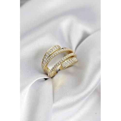 Sarmal Zirkon Baget Ta�l� Gold Renk Kad�n Y�z�k