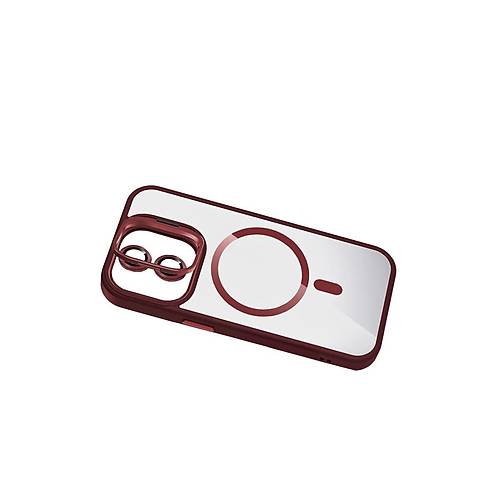 iPhone 11 Remim Lensli Magsafe Standl� Kapak - Bordo