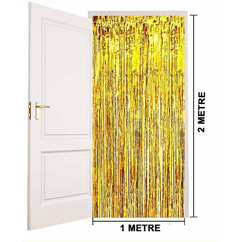 Alt�n Gold Renk Ekstra Metalize Parlak Sa�akl� Arka Fon Perde �thal A Kalite 1x2 Metre
