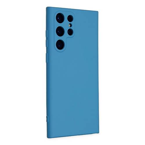 Galaxy S22 Ultra K�l�f Nano i�i Kadife Silikon - Mavi