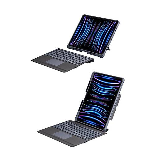 T5509D iPad Pro 12.9 (2022) K�l�f Palermo Ledli Klavyeli Standl� Tablet K�l�f� - Siyah