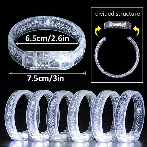 Beyaz-G�m�� Led I��kl� Bask� Yap�labilen Pilli Bileklik Bilezik 1,5 cm Geni�lik