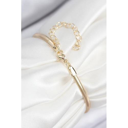 Pirin� Zirkon Ta�l� Yonca Model Gold Renk Kad�n Bileklik