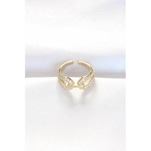 Zirkon Ta�l� Gold Renk Ayarlanabilir Y�z�k