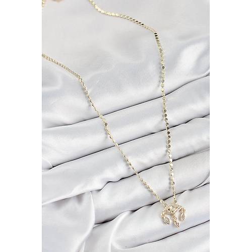Pirin� Zirkon Ta�l� Sallant�l� G�z Model Ezme Zincir Gold Renk Kad�n Kolye