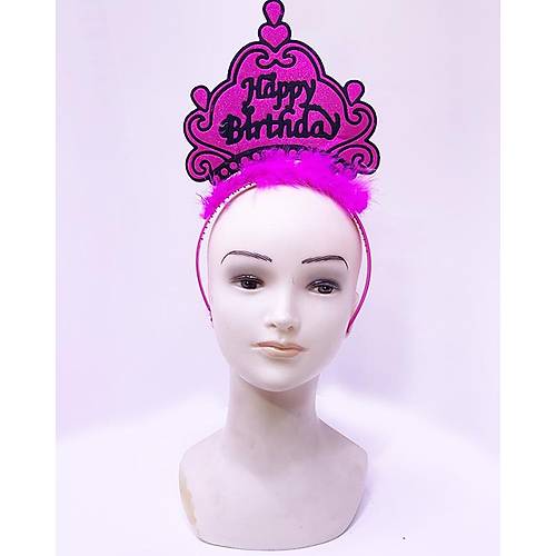 Happy Birthday Neon Fu�ya Renk Do�um G�n� Tac� 24x15 cm