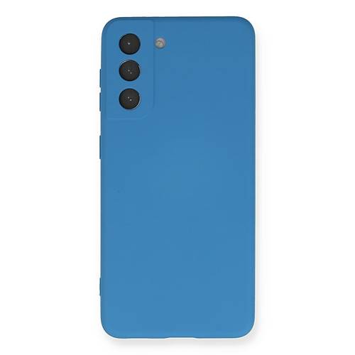 Galaxy S21 K�l�f Nano i�i Kadife Silikon - Mavi