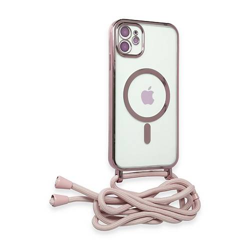 iPhone 11 K�l�f Divo Lazer Ask�l� Magsafe Kapak - Pembe