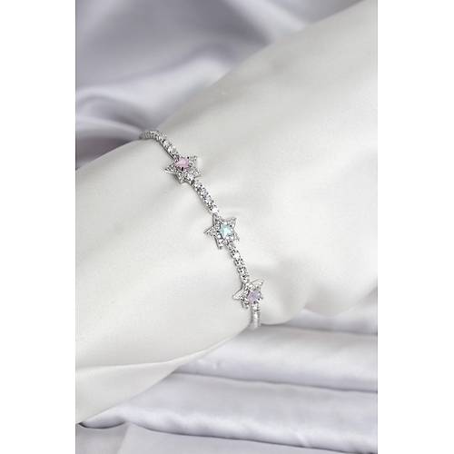 Renkli Y�ld�z Model Zirkon Ta�l� G�m�� Renk Pirin� Su Yolu Kad�n Bileklik