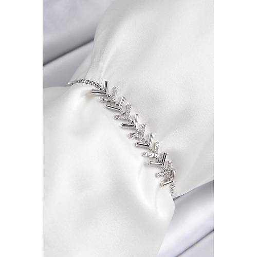 Pirin� Zirkon Ta�l� S�ral� Ok Model G�m�� Renk Asans�rl� Kad�n Bileklik