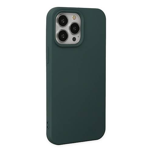 iPhone 14 Pro Max K�l�f Nano i�i Kadife Silikon - Koyu Ye�il