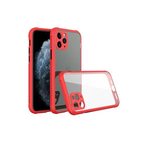 iPhone 11 Pro Max K�l�f Miami �effaf Silikon - K�rm�z�