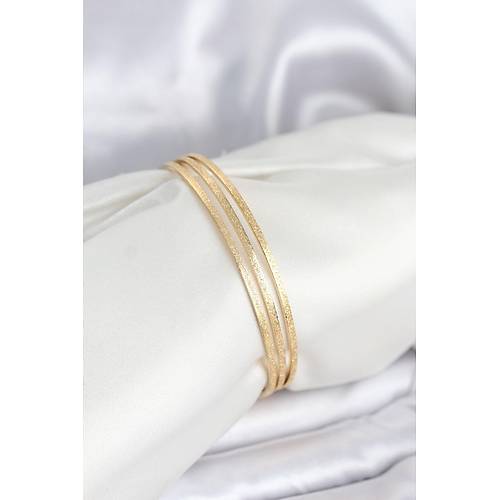316L �elik Gold Renk Simli Model Ajda 65 mm Kad�n Bileklik