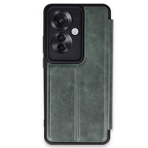 Reno 11F K�l�f Flip Cover - Koyu Ye�il