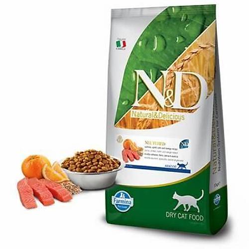 N&D Ocean Somonlu Portakall� D���k Tah�ll� K�s�rla�t�r�lm�� Kedi Mamas� 10 Kg