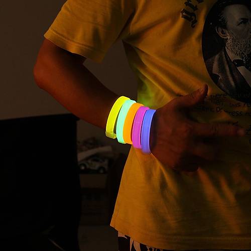 Glow Partisi Fosforlu Ekstra Kal�n Bileklik 6 Renk 6�l� Set � Bask� Yap�labilir