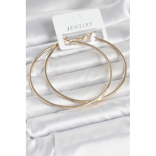 Gold Renk Pirin� K��eli Kenar Halka 72 mm Kad�n K�pe