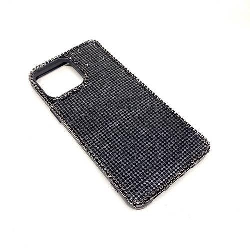 iPhone 13 6.1" Uyumlu Kristal Ta�l� Siyah Telefon K�l�f� Siyah Ta�l�