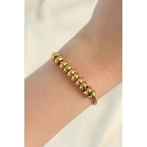 316L �elik Gold Renk Oval Fig�rl� Bileklik