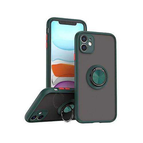 iPhone 11 K�l�f Montreal Y�z�kl� Silikon Kapak - Ye�il
