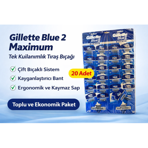 Jilet Blue 2 Maximum Tek Kullan�ml�k T�ra� B��a�� 20 Adet Ekonomik Paket