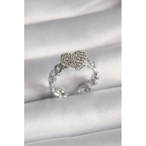 Pirin� G�m�� Renk Zirkon Ta�l� Kalp Model Kad�n Y�z�k