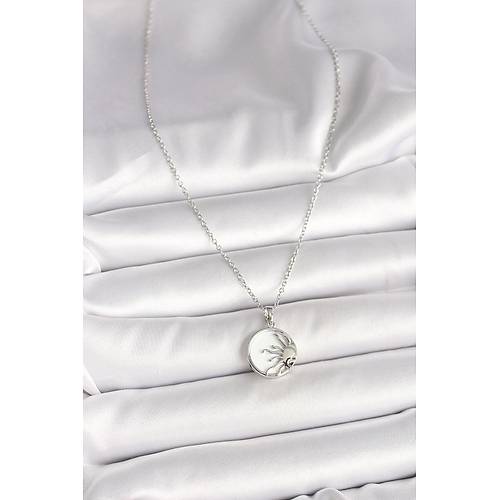 316L �elik G�m�� Renk Zincir Beyaz Mineli G�n Bat�m� Model Kad�n Kolye