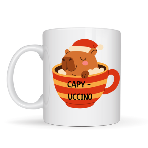 Capyccino Kapibara Tasar�ml� Kupa Model 219 Y�lba�� Temal� Bask�l� Seramik Kahve Kupas�