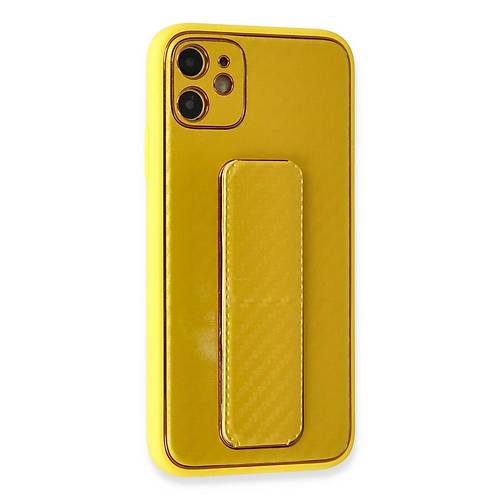 iPhone 12 K�l�f Coco Karbon Standl� Kapak - Sar�