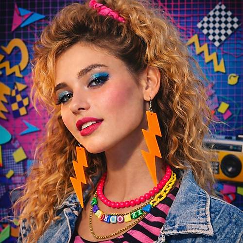 80�ler 90'lar Retro Neon Turuncu �im�ek K�pe 10 cm