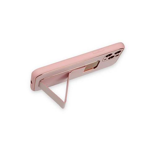 iPhone 11 Pro K�l�f Coco Deri Standl� Kapak - Pembe
