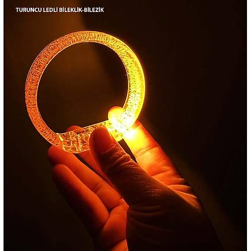 Turuncu Led I��kl� Bask� Yap�labilen Pilli Bileklik Bilezik 1,5 cm Geni�lik