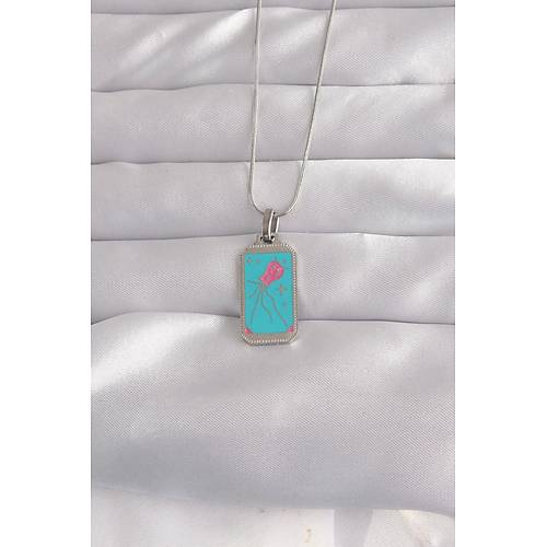 316L �elik G�m�� Renk Mavi Mineli Tarot Kolye