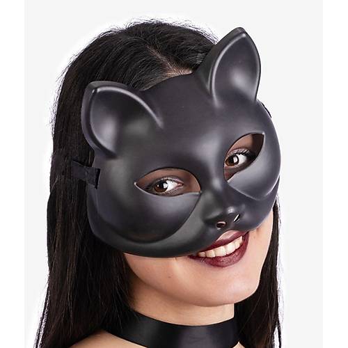 Siyah Renk L�ks Kedi Maskesi 12x13 cm
