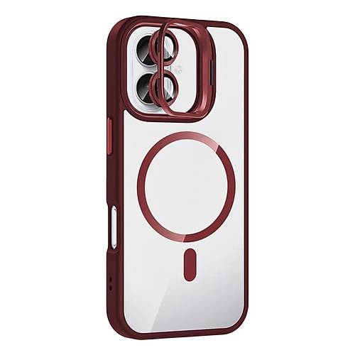 iPhone 17 Remim Lensli Magsafe Standl� Kapak - Bordo