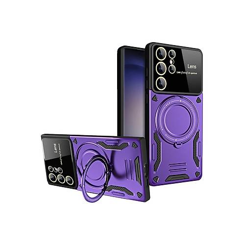 Galaxy S25 Ultra K�l�f Joy Lens Standl� Kapak - Mor