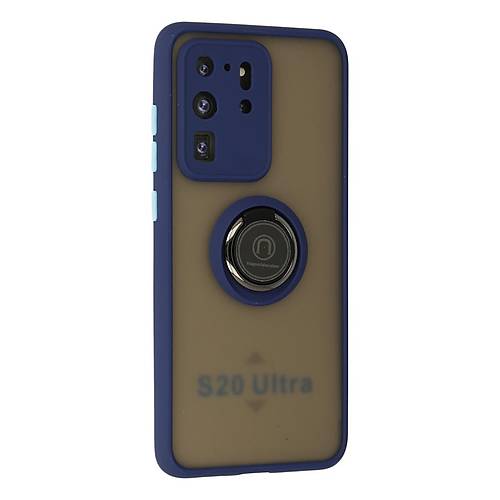 Galaxy S20 Ultra K�l�f Montreal Y�z�kl� Silikon Kapak - Lacivert