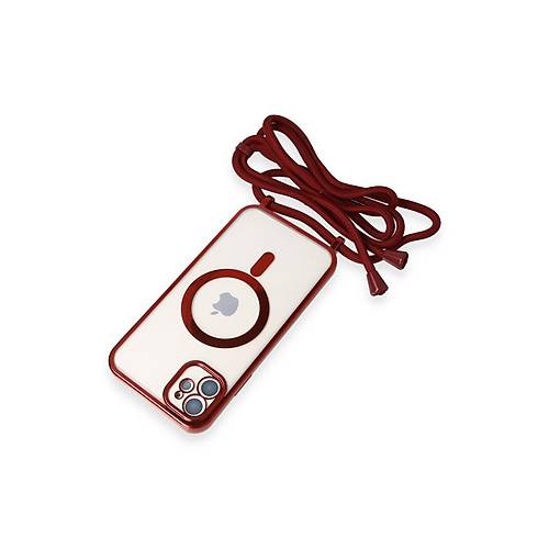iPhone 11 K�l�f Divo Lazer Ask�l� Magsafe Kapak - K�rm�z�