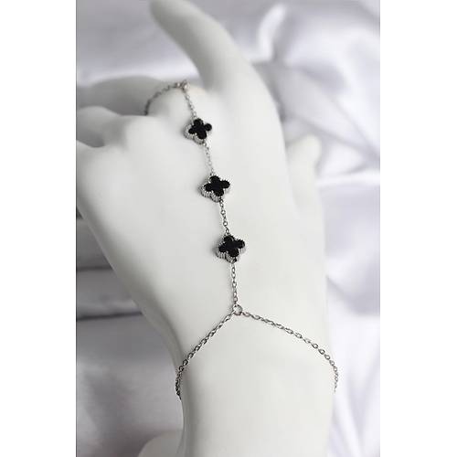 316L �elik G�m�� Renk Siyah Yonca Model Kad�n �ahmeran