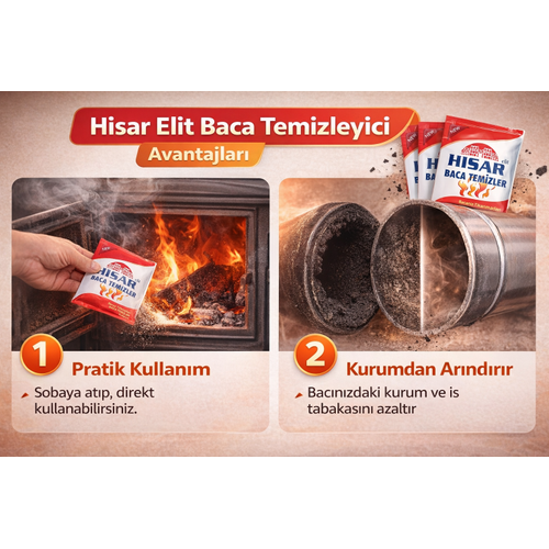 Hisar Elit Baca Temizleyici Soba ve ��mine ��in Kurum Temizleme �r�n� 12 Adet