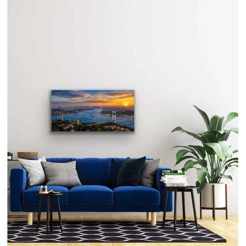 3 Bo�az Manzaral� �stanbul Kanvas Tablo 60X120 CM
