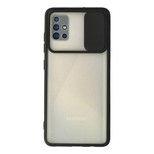 Galaxy A71 K�l�f Palm Buzlu Kamera S�rg�l� Silikon - Siyah