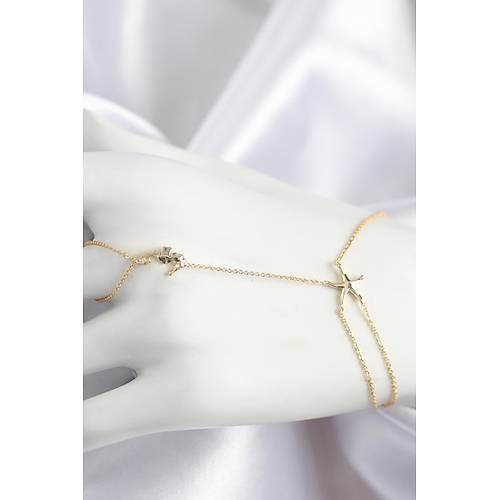 Pirin� Zirkon Ta�l� Deniz At� Ve Y�ld�z Model Gold Renk �ahmeran