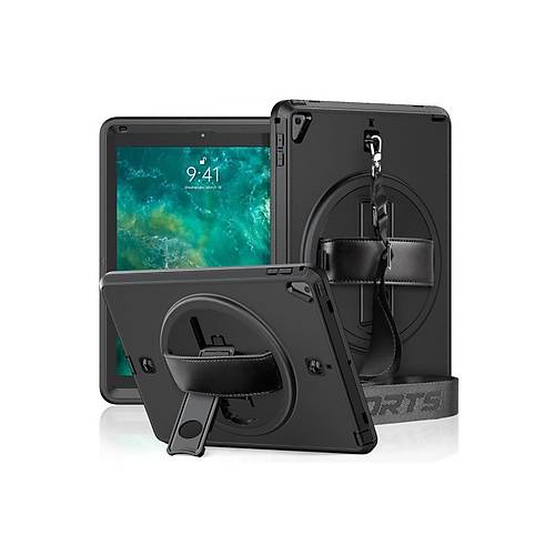 iPad 5 Air 9.7 K�l�f Strap-C Otterbox Tablet Kapak - Siyah