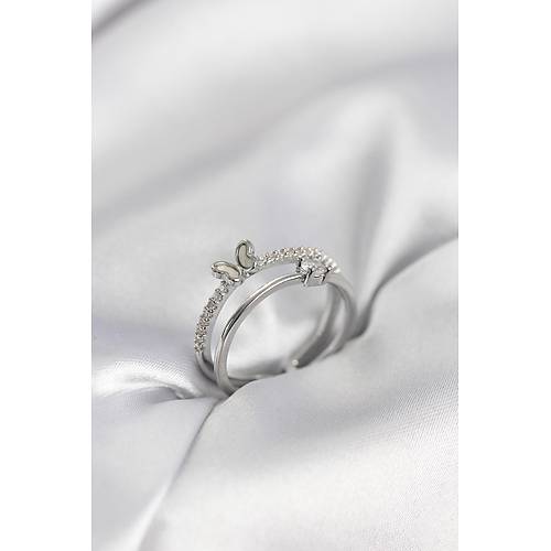 G�m�� Renk 2'li Zirkon Ta�l� Kelebek Model Kad�n Y�z�k