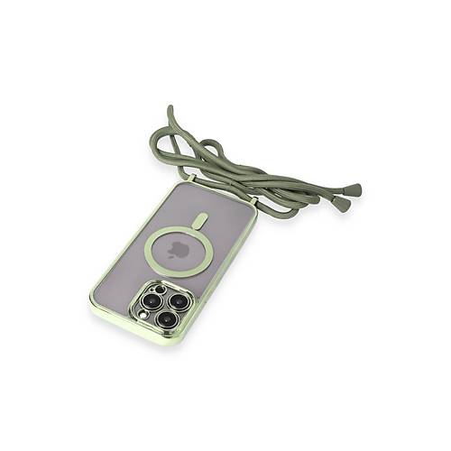 iPhone 12 Pro Max K�l�f Divo Lazer Ask�l� Magsafe Kapak - Koyu Ye�il