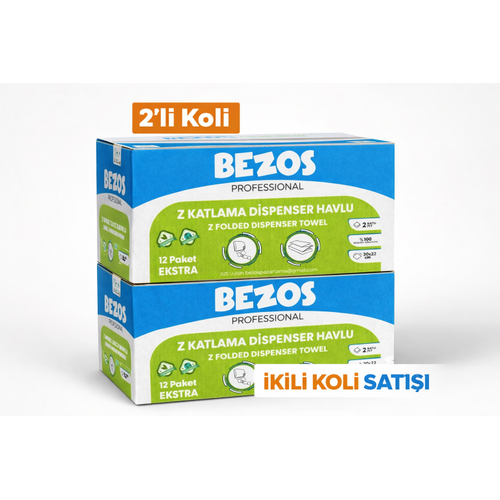 Bezos Z Katlamal� Dispenser Havlu 2 Katl� 20x22 cm %100 Sel�loz 2 Koli Avantaj Paket