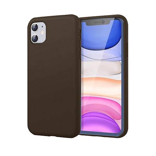 iPhone 11 K�l�f First Silikon - Kahverengi