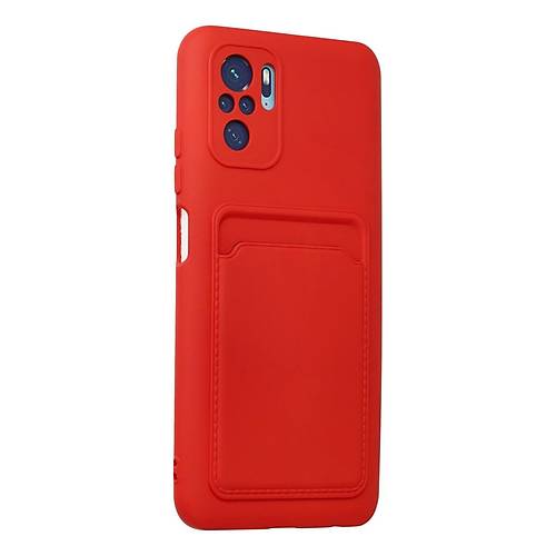 Redmi Note 10S K�l�f Kelvin Kartvizitli Silikon - K�rm�z�