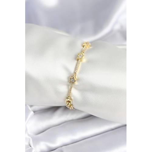 Pirin� Gold Renk Halley Y�ld�z Model Kad�n Bileklik